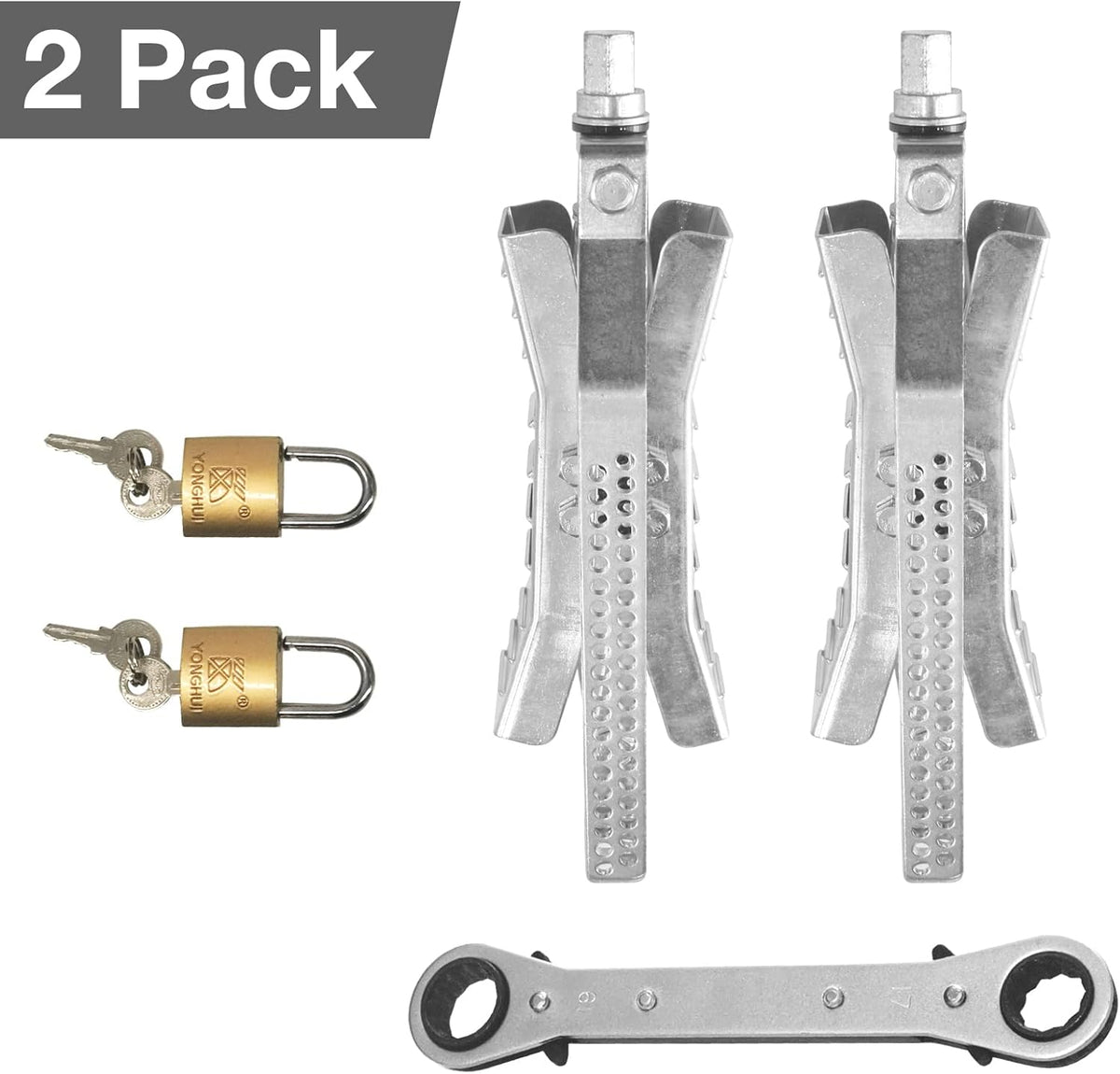 Camper Wheel Chock Stabilizer 2 Sets, RV Tire Scissor Locking X Chock, Pack of 2 Z375
