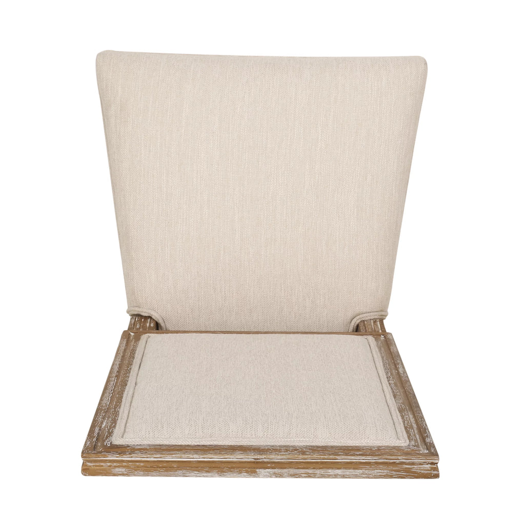 Beige Fabric Upholstered Dining Chairs Set of 2 J622