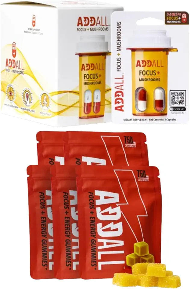 Focus & Mushrooms Capsules 12 Pack and Focus & Energy Gummies 5-Pack E20836