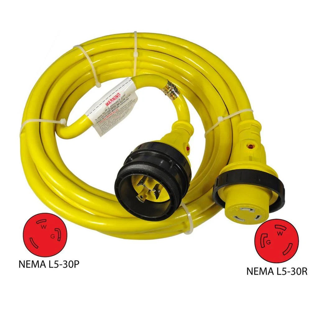 30 Amp Marine Shore Power Cordset with Light Indicator I2440