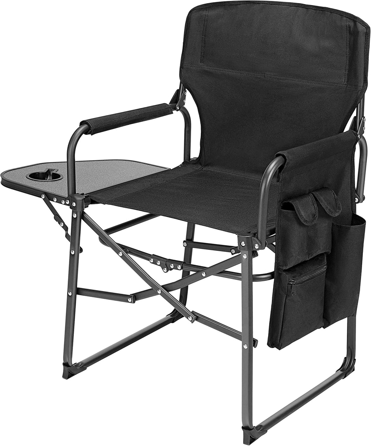 Steel Frame Director’s Chair with Attached Table Lightweight Folding Outdoor Chair W210819