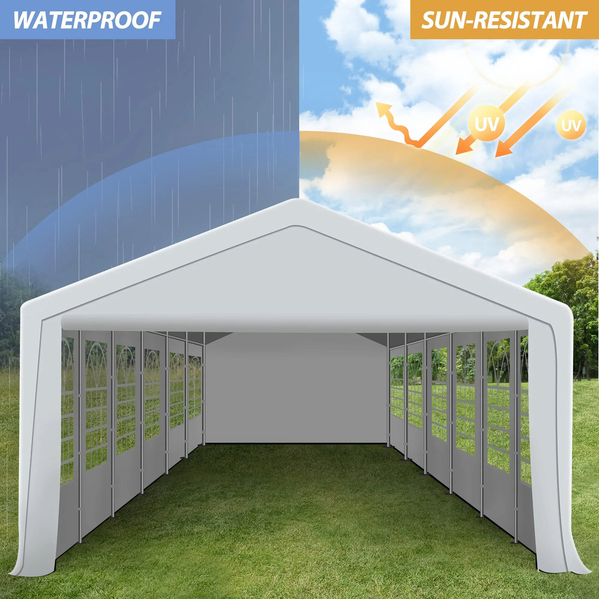 20x40FT Heavy Duty Patio Party Tent with Windows and 2 Roll-up Doors A403