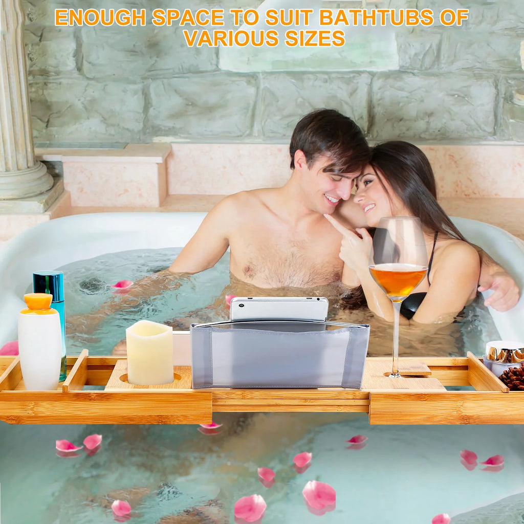Extendable Bathtub Caddy Tray with Shelves I68804