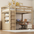 White Full Size Wood Loft Bed with Desk and Wardrobe E450