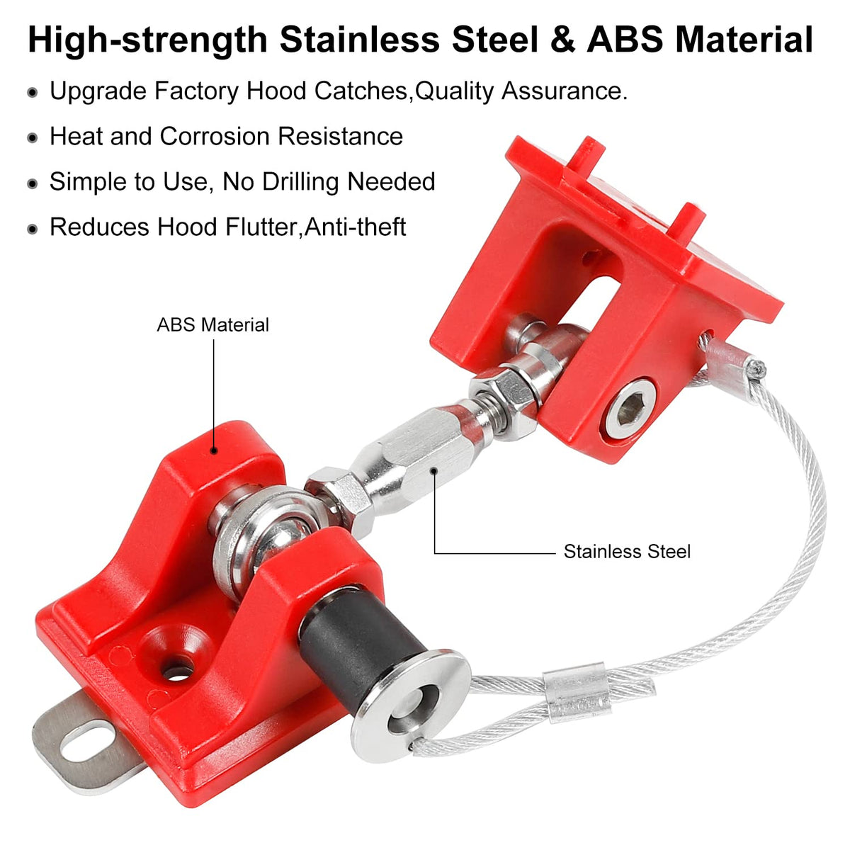 Red Aluminum Alloy Hood Latches for Jeep Wrangle TJ D67833