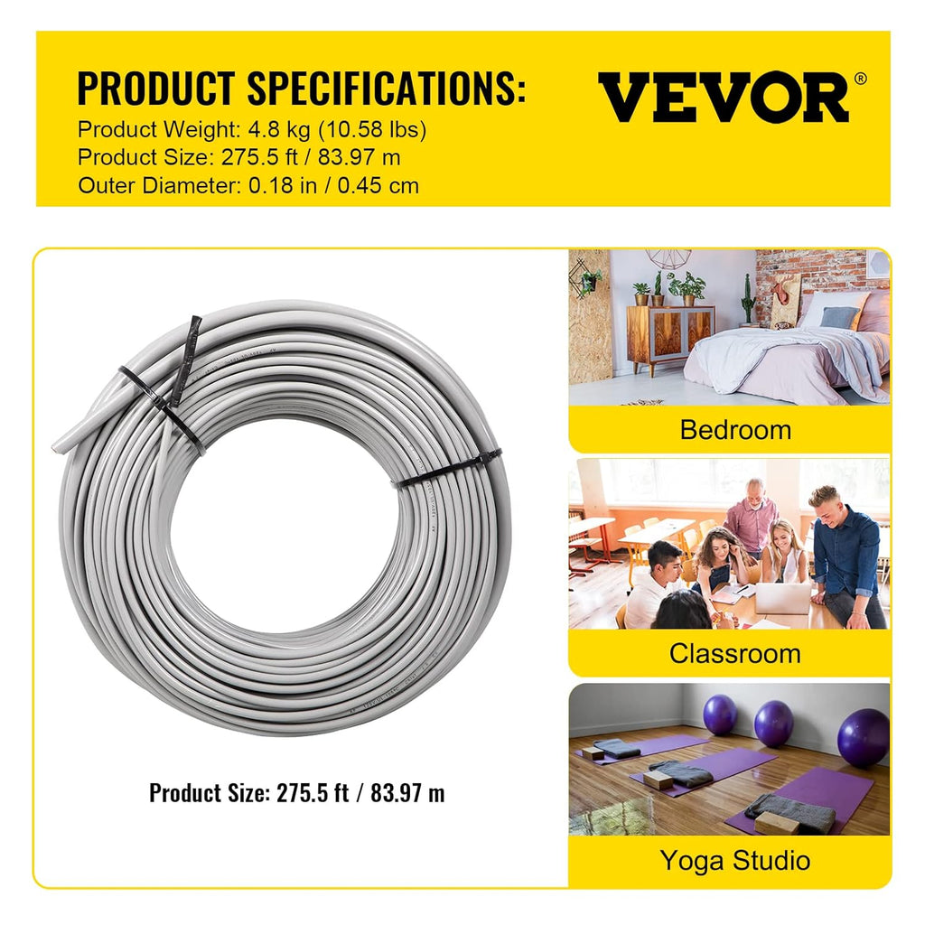 Floor Heating Cable 83.3 Square Feet Waterproof Insulated with Temperature Control Panel A660304