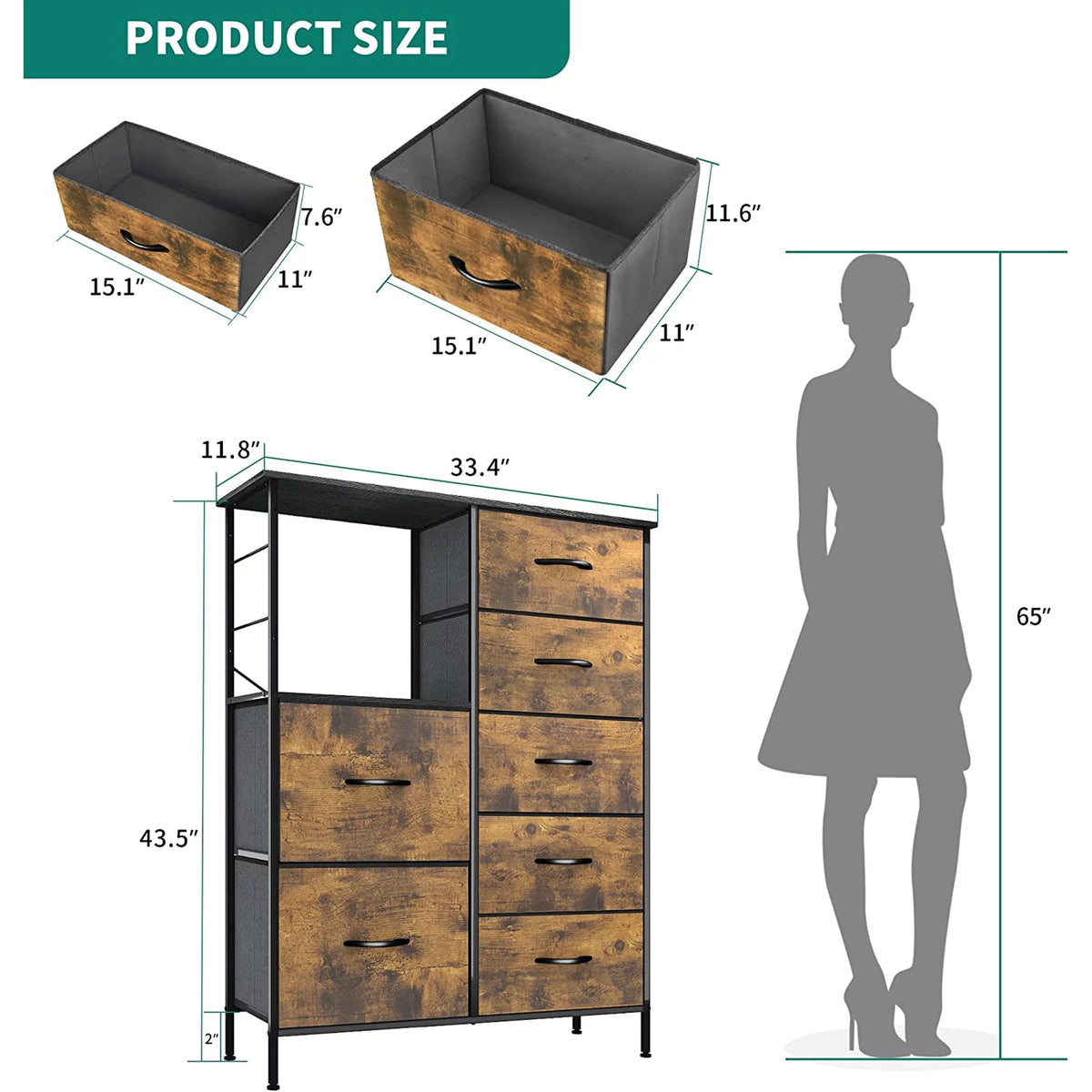 Tall 10 Drawer Fabric Storage Tower Dresser W9471