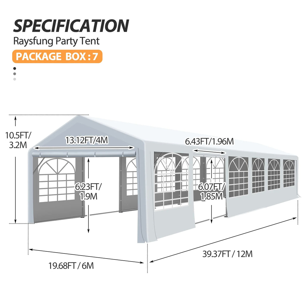 20x40FT Heavy Duty Patio Party Tent with Windows and 2 Roll-up Doors A403