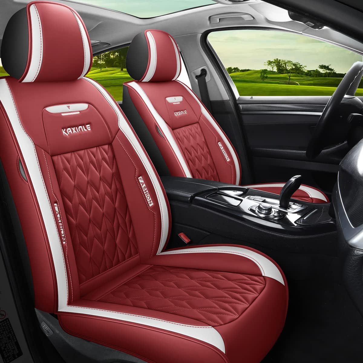 Blue Faux Leather Car Seat Covers 5 Seats Full Set G716350