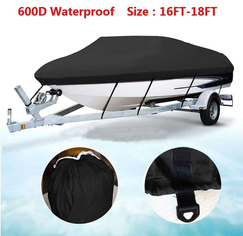 16-18Ft Heavy Duty 600D Oxford Waterproof Boat Cover with Carrying Bag M176597