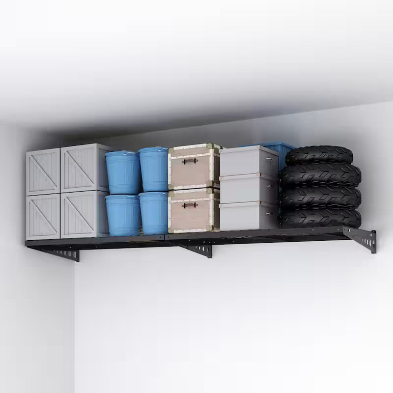 Heavy Duty Wall Shelf with Brackets in Black C4901