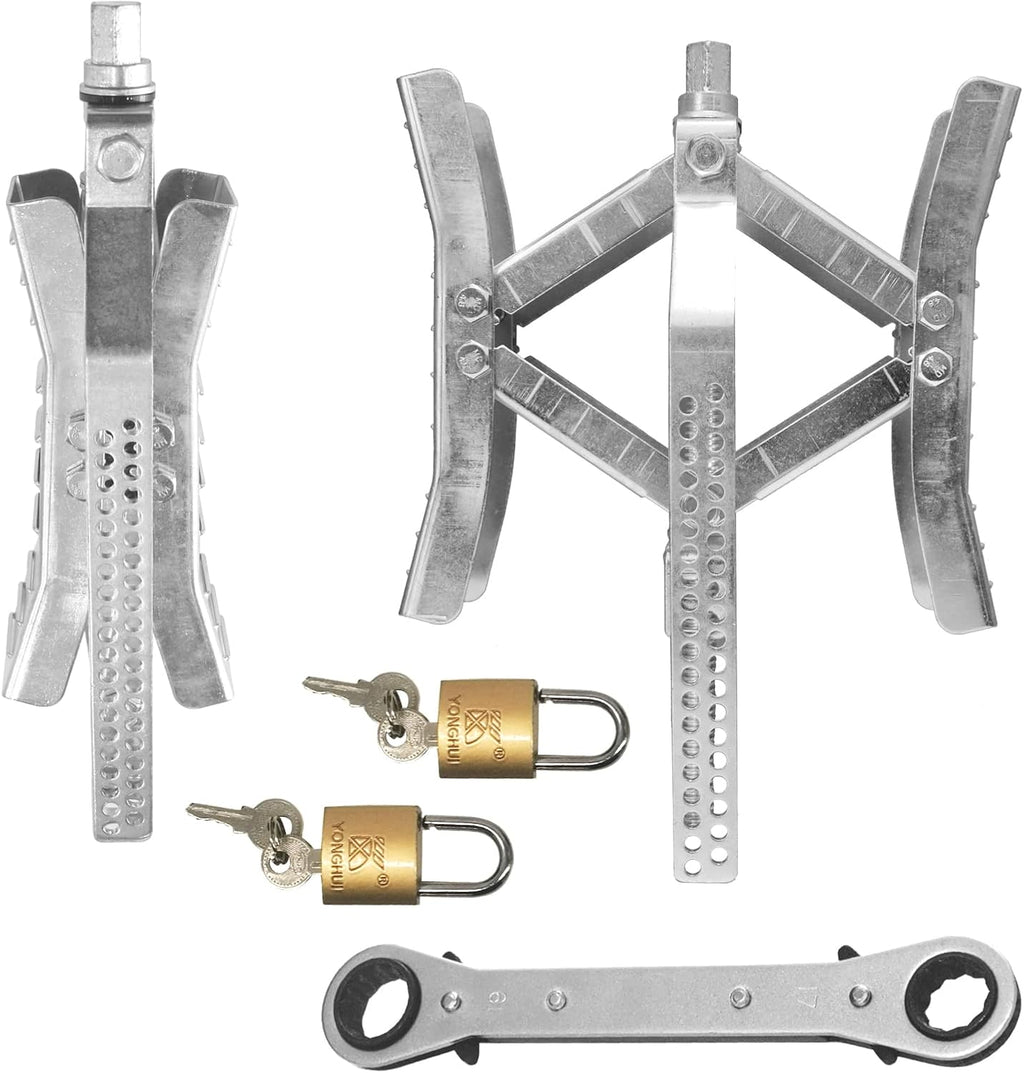 Camper Wheel Chock Stabilizer 2 Sets, RV Tire Scissor Locking X Chock, Pack of 2 Z375