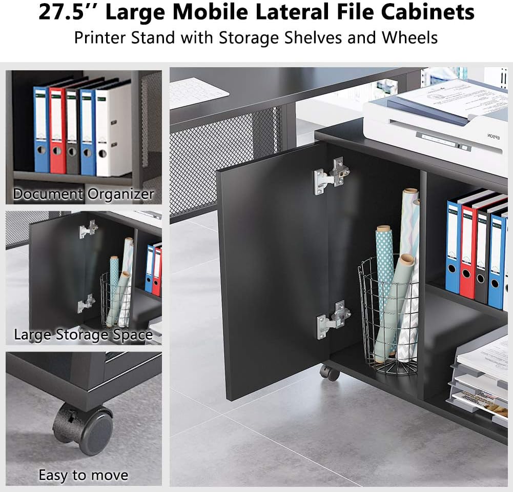 L-Shaped Computer Desk with File Cabinet U685604