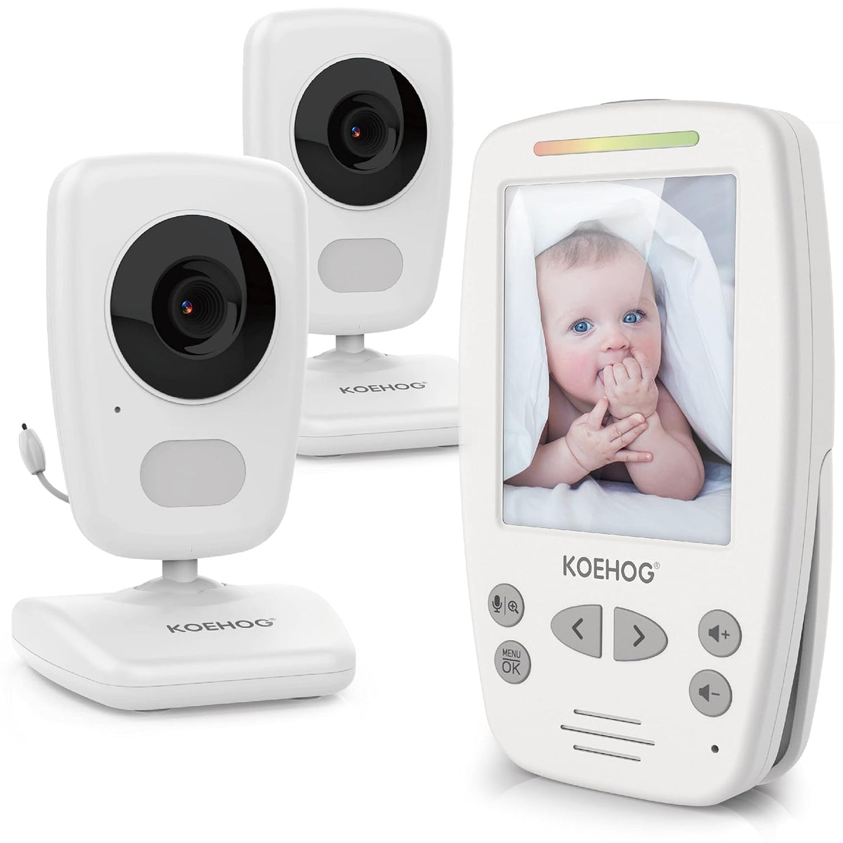 Baby Monitor w/ 2 Cam, 1000ft Range, Auto Night Vision Cam Q332156