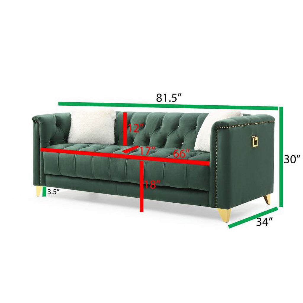 Green Tufted Upholstery 2 Pc Living Room Set R281