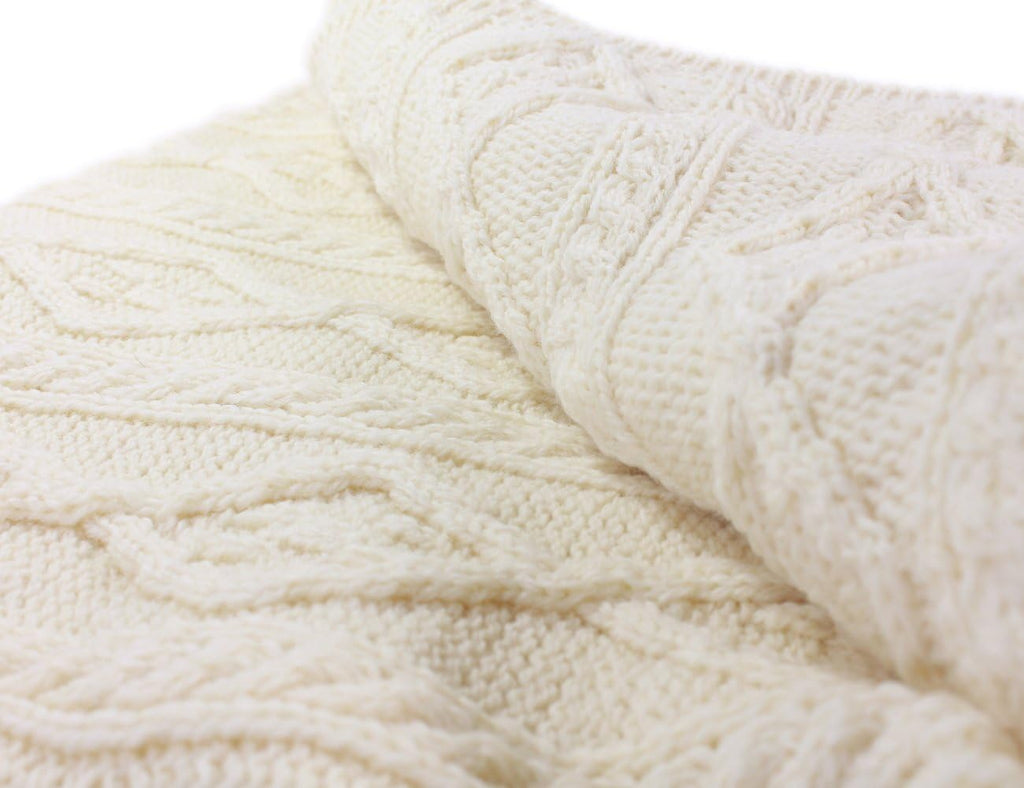 Aran Knit Merino Wool Blanket H763