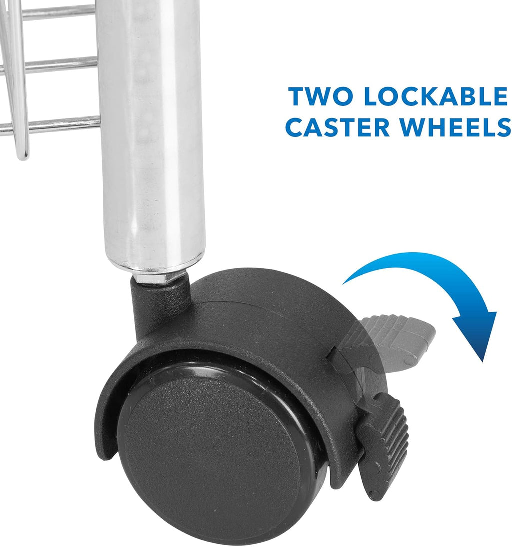 3-Tier Silver Metal Rolling Cart with Wheels P1321