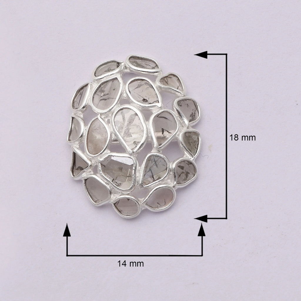 1.50 CTW Natural Diamond Polki Cluster Studs 925 Sterling Silver Earrings Q966773