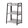 Washed White and Black Wooden Bookshelf with 3 Open Compartments Y41605