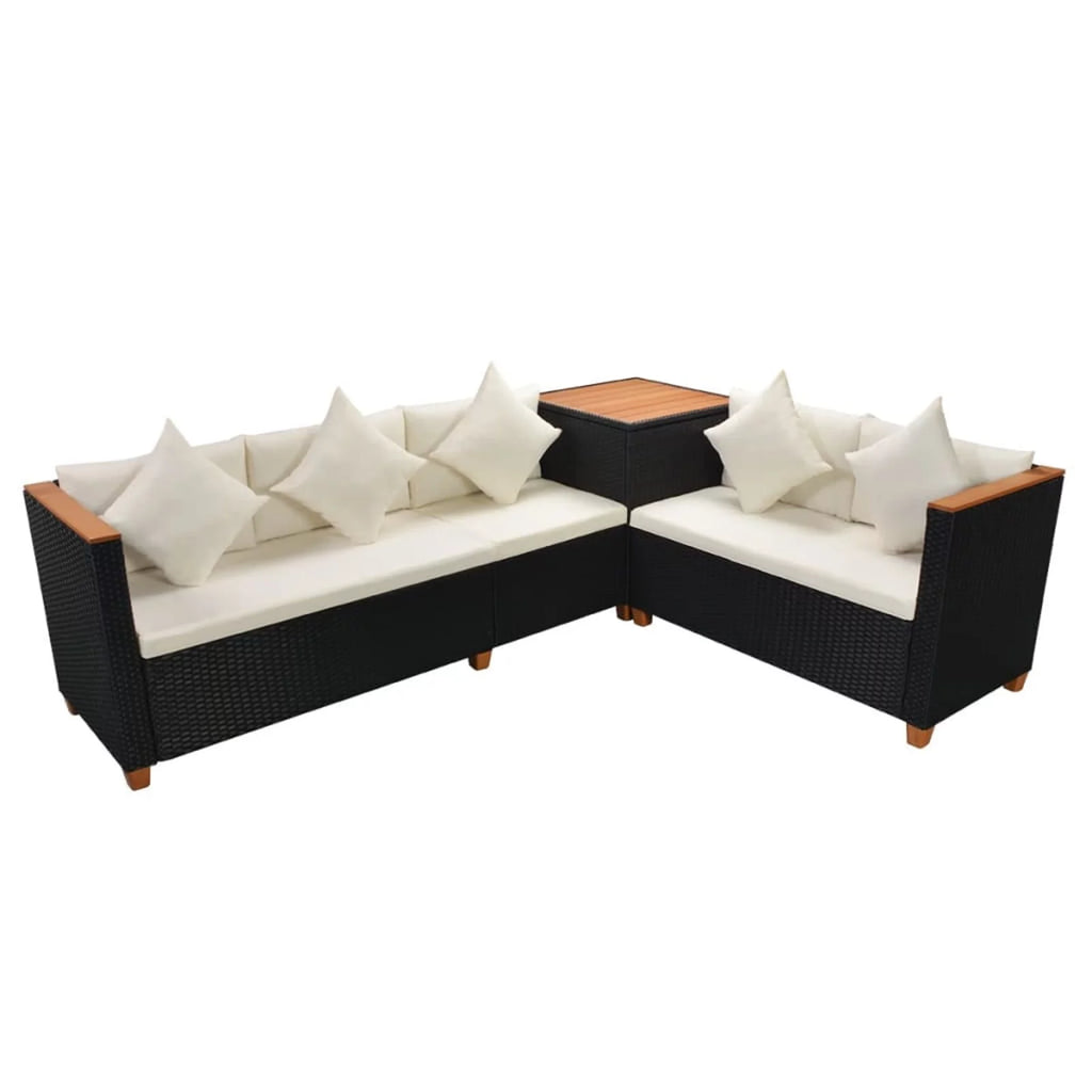 Black Poly Rattan 7 Piece Patio Set O576