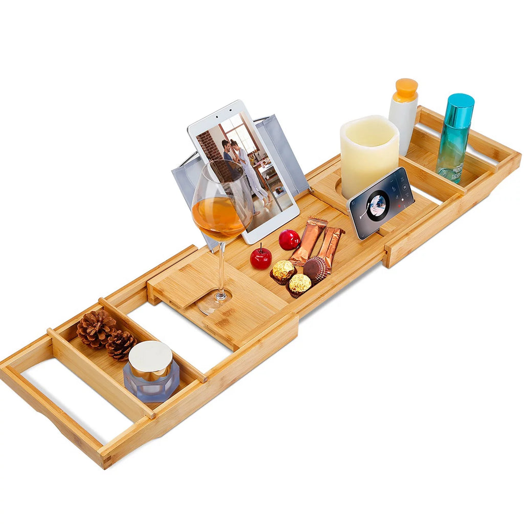 Extendable Bathtub Caddy Tray with Shelves I68804