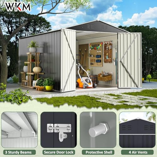 8x8 FT Metal Outdoor Storage Shed with Lockable Doors S238099