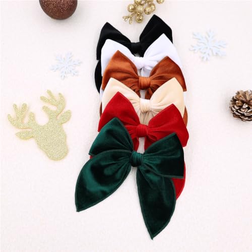 12 PCS Linen Velvet Hair Bows Barrettes C81557