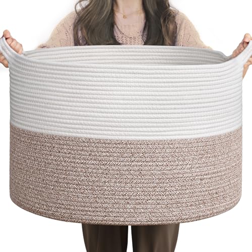Large Cotton Rope Storage Basket, 21.7'' x 13.8'', 90L Grey M25134