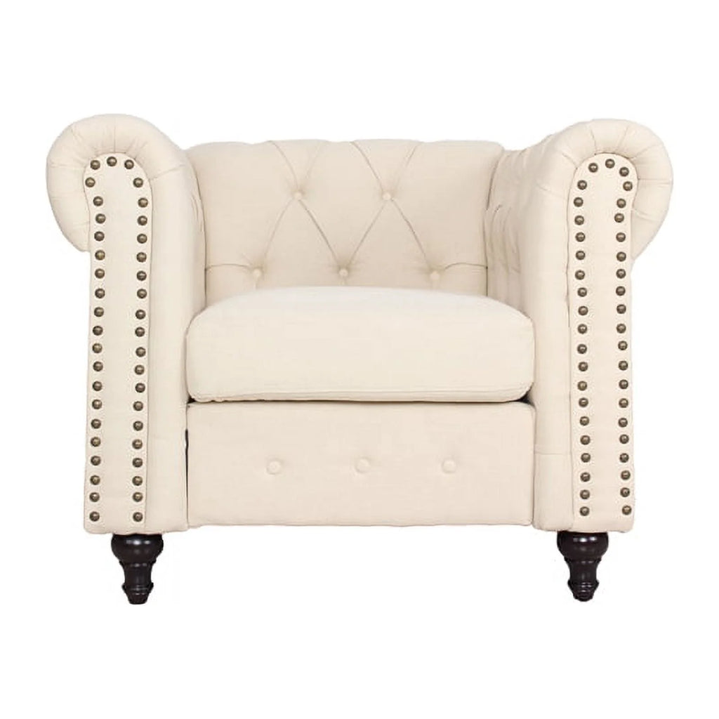 3 Piece Living Room Set with Loveseat and Two Accent Chairs in Cream C37763