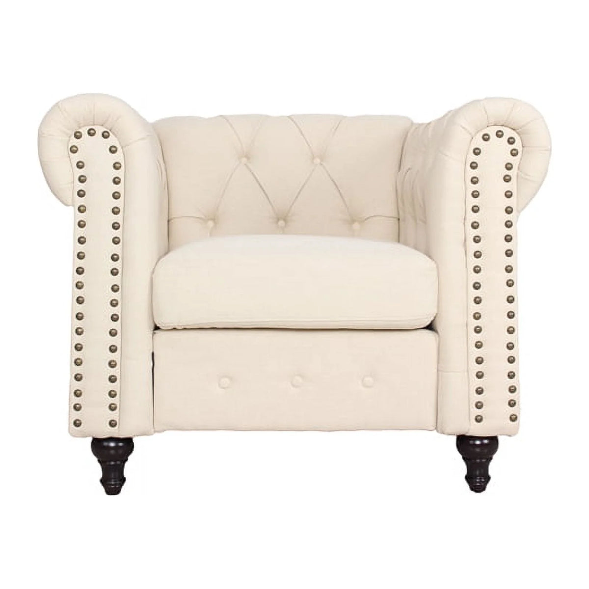 3 Piece Living Room Set with Loveseat and Two Accent Chairs in Cream C37763