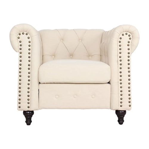 3 Piece Living Room Set with Loveseat and Two Accent Chairs in Cream C37763