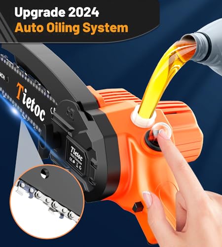 Mini Chainsaw 6 Inch Cordless 2Pcs 21V Batteries Portable Electric Chain Saw X68174