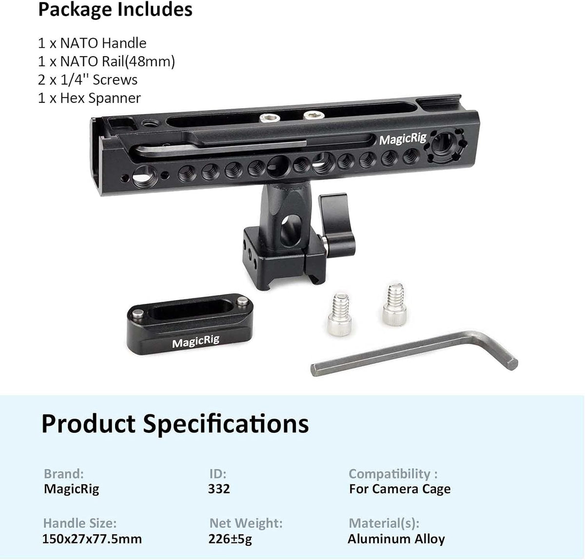 Rubber Top Handle with NATO Rail and 3-Cold Shoe H32435
