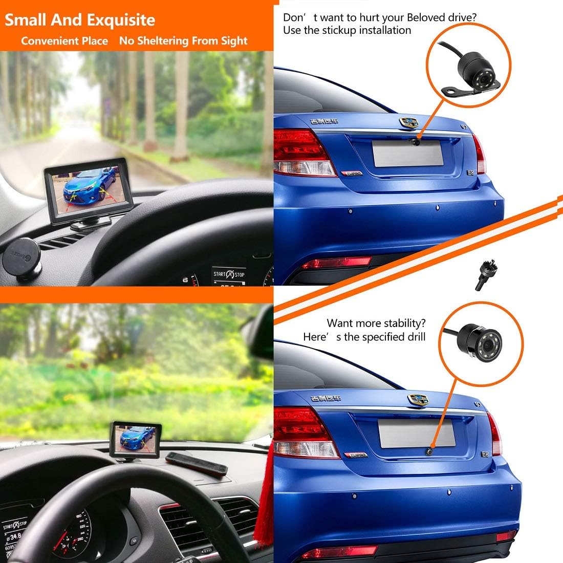 Waterproof Wired Backup Camera and 4.3 LCD Monitor Kit J117