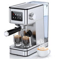 Silver Stainless Steel Espresso Machine with Milk Frother, 20 Bar, 57.5oz Water Tank D1395