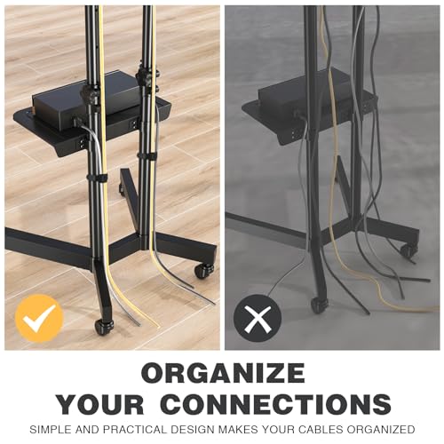 Mobile TV Stand with Wheels, Height Adjustable Rolling TV Cart with Laptop Shelf A9453