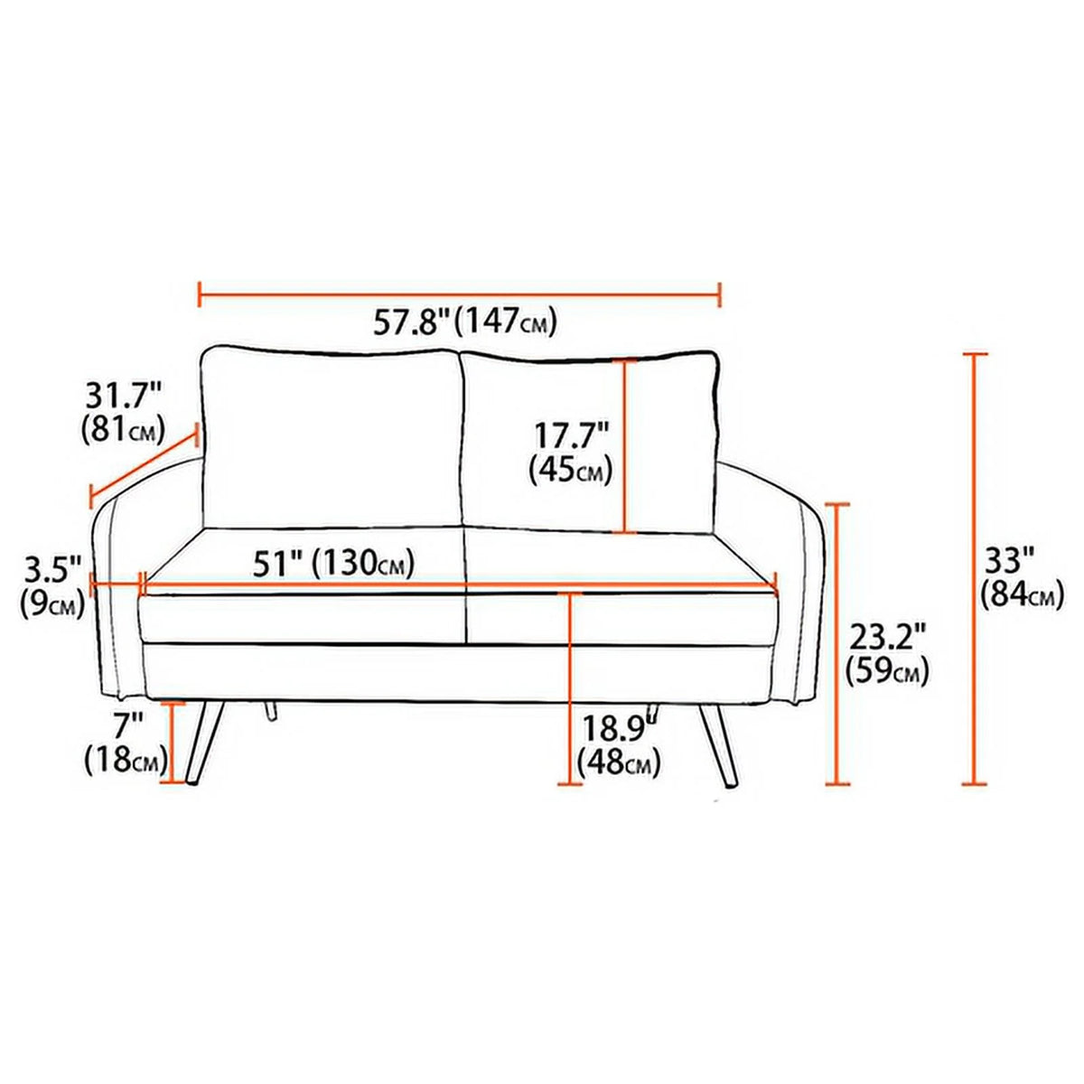 Teal Blue Fabric Loveseat U9388