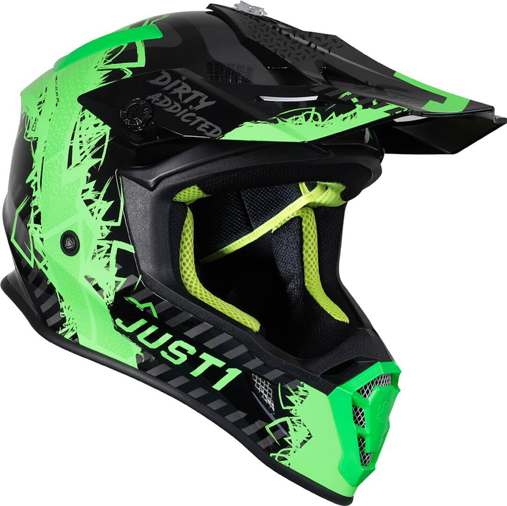 Black-Green Motocross Helmet F24408