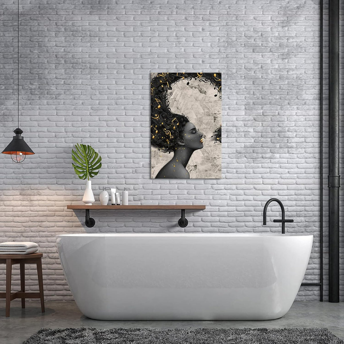 Vintage Golden and Black Girl Canvas Prints Framed 24x36 I87065