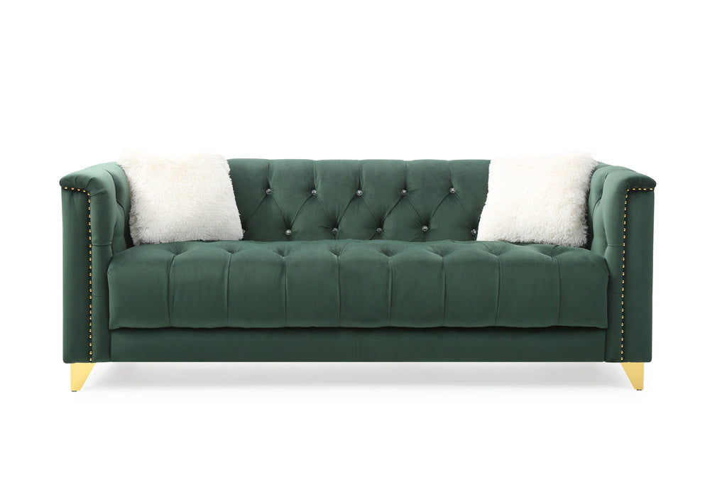Green Tufted Upholstery 2 Pc Living Room Set R281