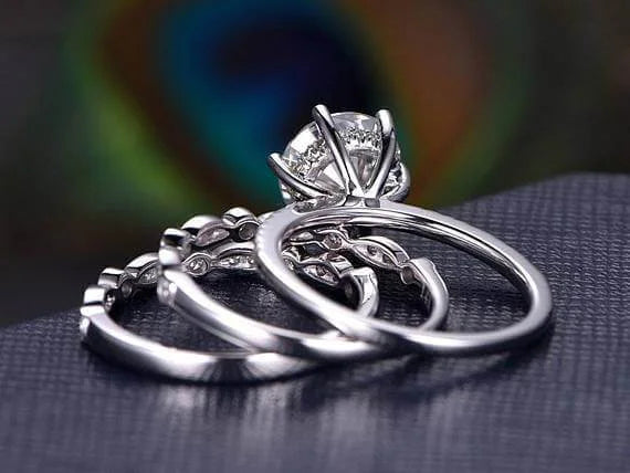 2 Carat Moissanite Trio Wedding Set in White Gold C39593