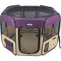 2-Door Soft-Sided Dog & Cat Playpen, Purple & Beige T305345