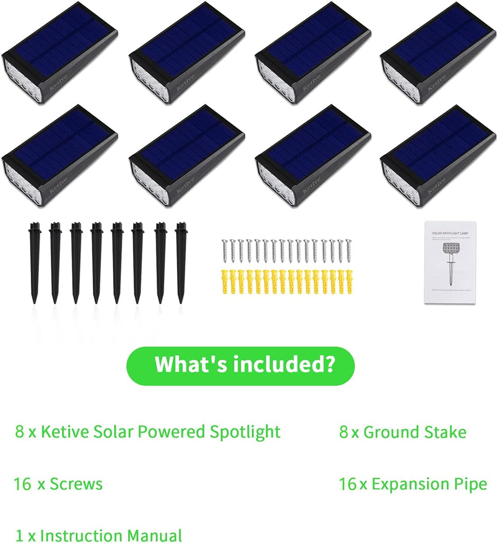 IP65 Waterproof Adjustable Solar Landscape Spotlights 10 Pack A215950