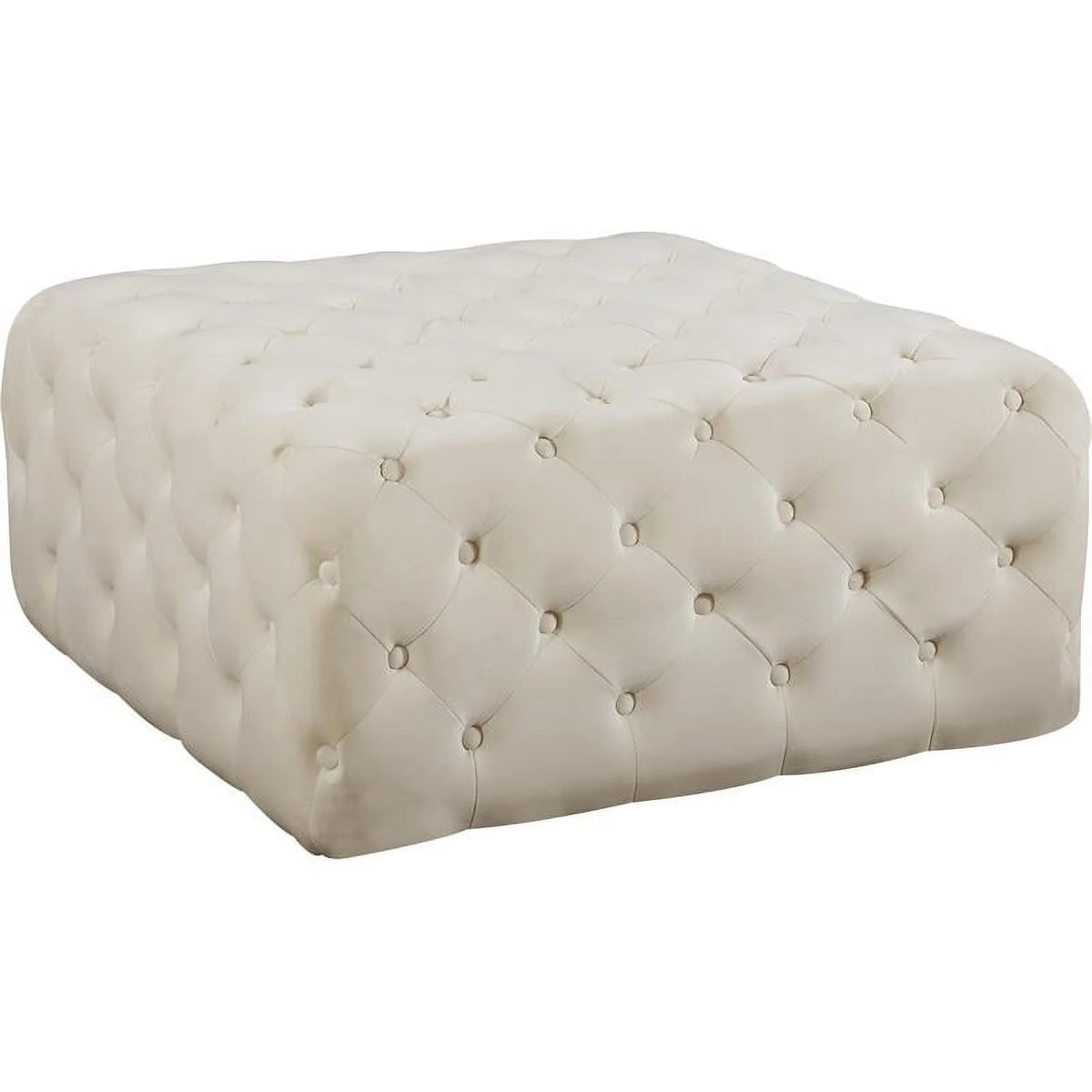 Cream Velvet Button Tufted Ottoman and Bench K18692