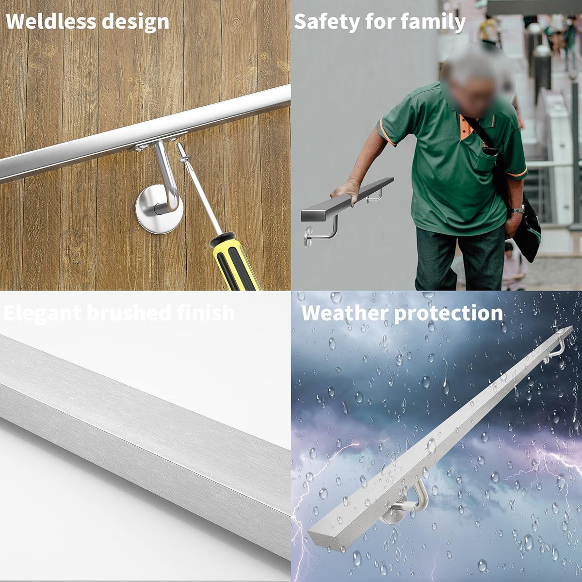 Brushed Stainless Steel Wall Mounted Stair Handrail N257261