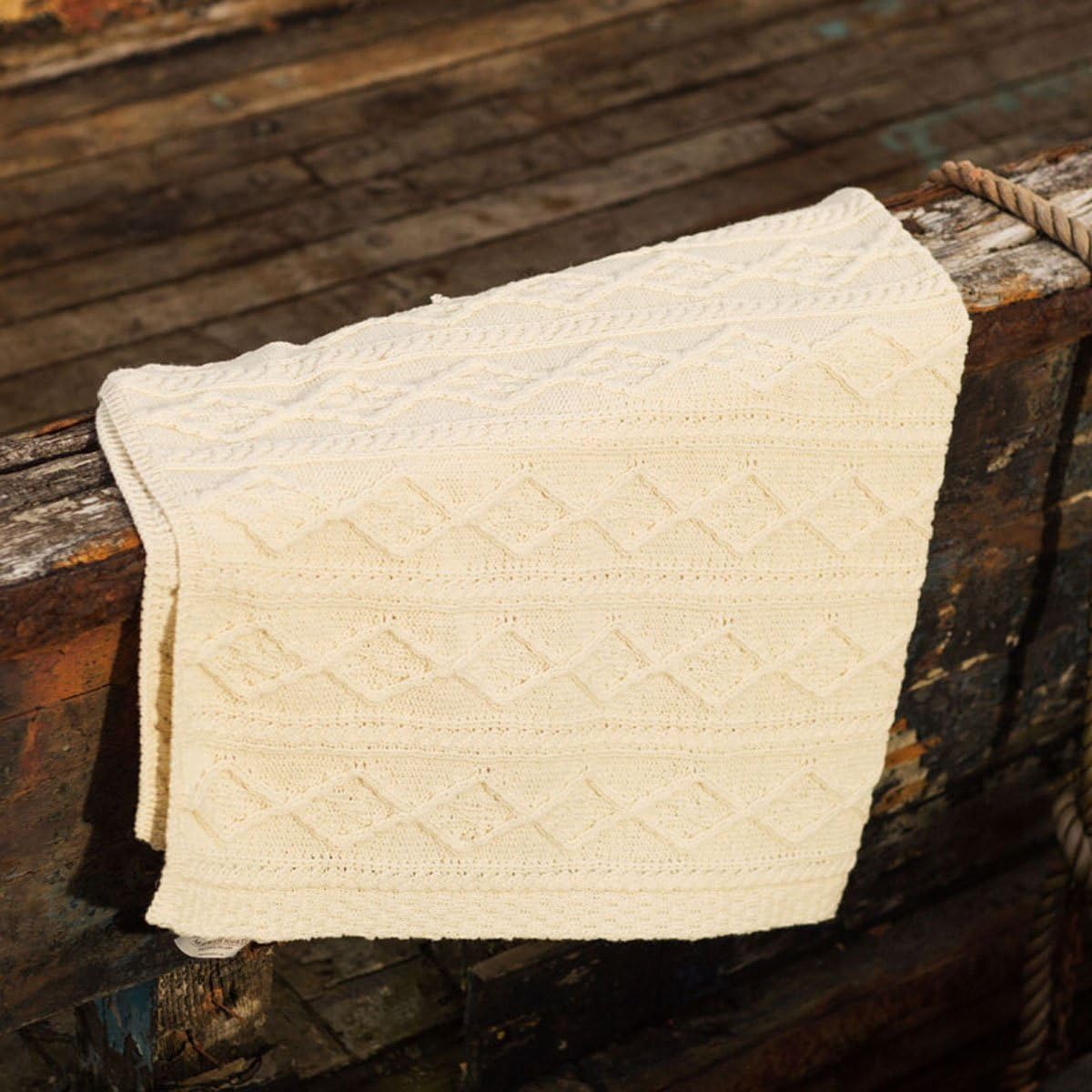 Aran Knit Merino Wool Blanket H763