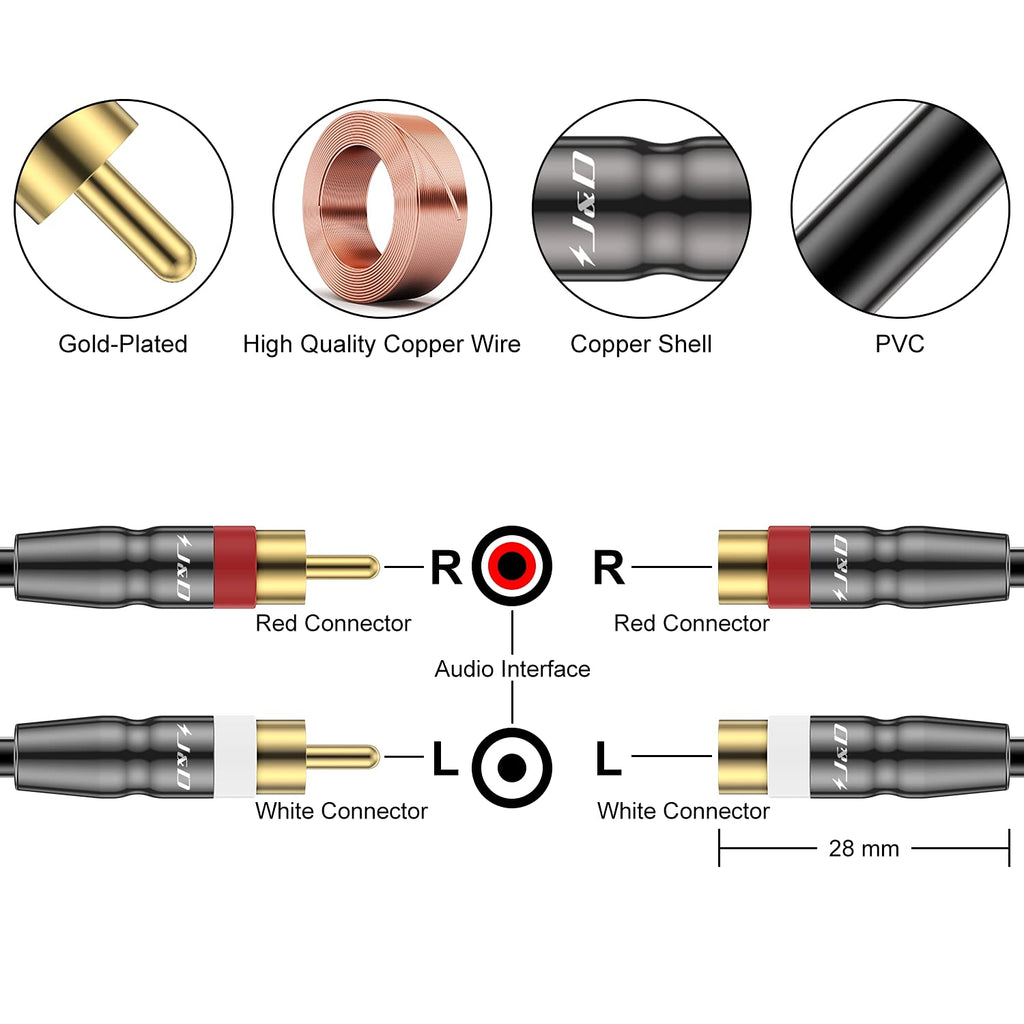 2 RCA Male to Female Extension Cable 6 Feet N700380