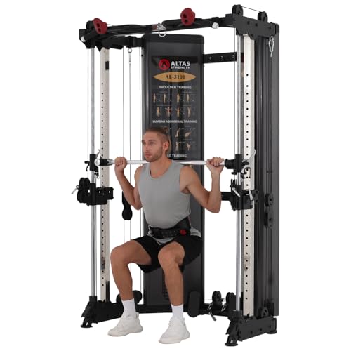 Folding Home Gym Smith Machine with Pulley System Squat Rack Weight Bar Y288412