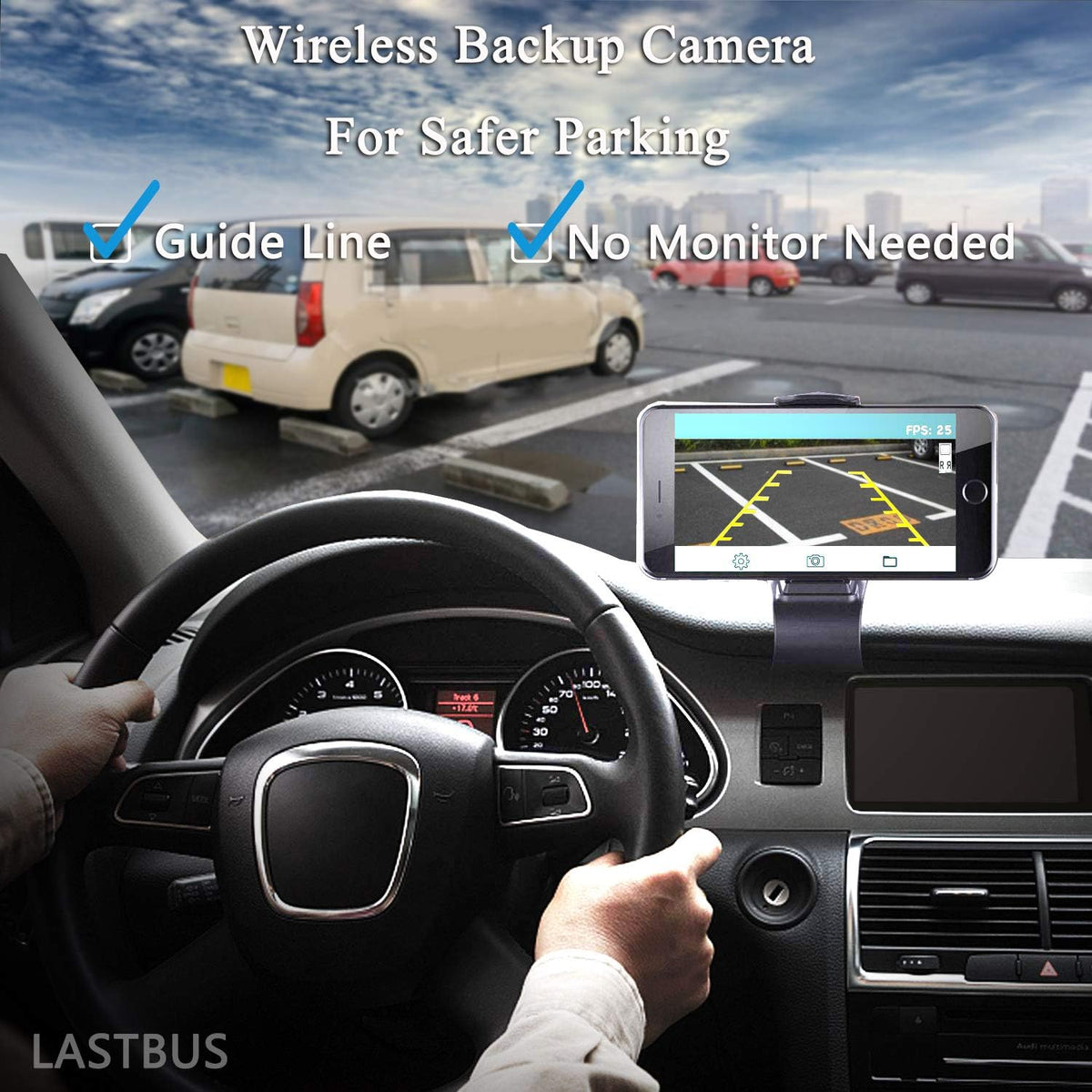 Wireless Backup Camera 170° View Angle IP69 Waterproof License Plate Camera R7025