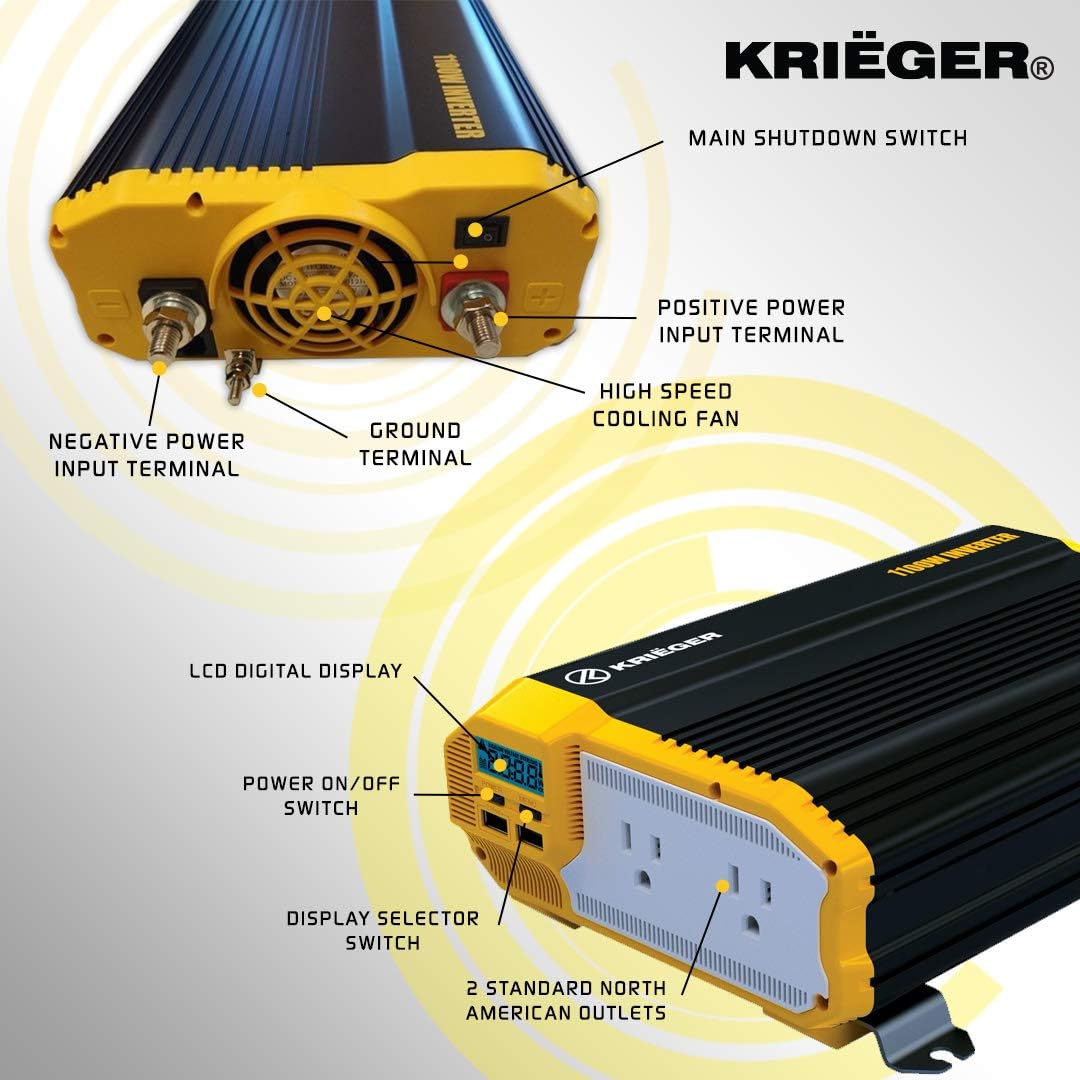 2000 Watts 12V to 110V Modified Sine Wave Power Inverter A95750